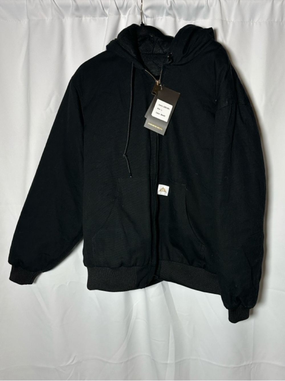 NWT Urban outdoor Black Zip-Up lined Hooded Jacket - Classic Solid Black size L